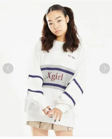 Xgirl 화이트 스트라이프 트레이닝복 M