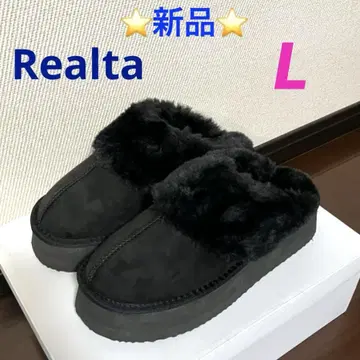 새상품 Realta 복슬복슬 퍼 무스탕 스타일 뮬 L