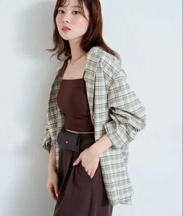 [ Kastane ] 안감 없음 체크 셔츠 자켓 아이보리 F