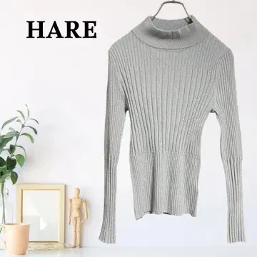 zB1170 [ F ] HARE 리브 바디 콘셔스 하이넥 골지 글리터