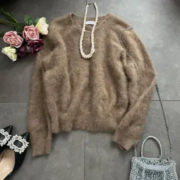 UNITED ARROWS 샤기 니트 스웨터 울 크루넥