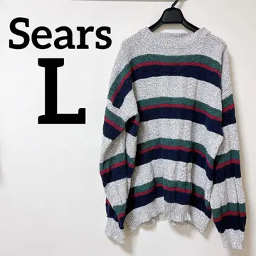 [ L ] 시어스 Sears 보더 스웨터 L 사이즈 긴팔 가로