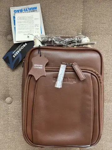 천연 가죽 숄더백 브라운