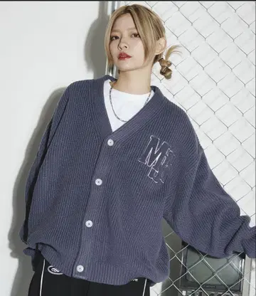 MSG 사가라 자수 패치 하찌 루즈 실루엣 가디건 블루