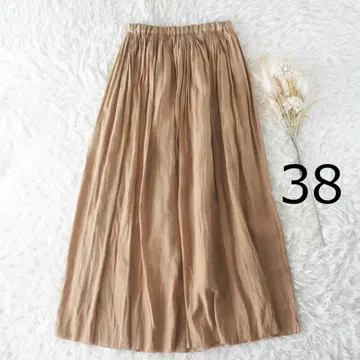 SACRA 사쿠라 경쾌한 개더 롱 스커트 허리밴딩 브라운 38