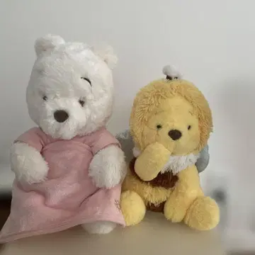 새상품급 푸우 봉제 인형 세트 화이트 푸우 벌꿀 푸우
