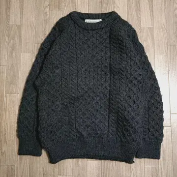 새상품급 아란 니트 스웨터 피셔맨 케이블 그레이 아일랜드제