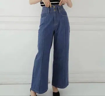 kikuri 더블 벨트 와이드 데님 S 사이즈