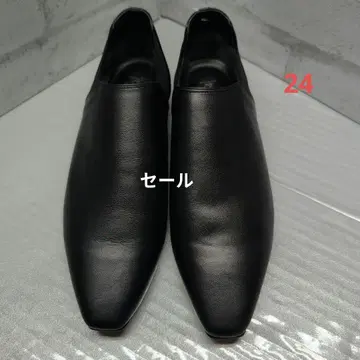 블랙 가죽 스틸레토 로퍼