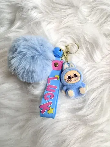 러브부 LUCK 스카이블루 퍼 키링
