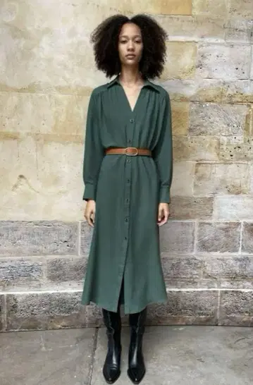 ZARA 그린 셔츠 원피스 S 사이즈
