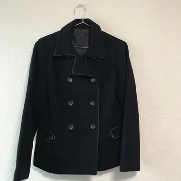 네이비 더블 브레스트 피 코트