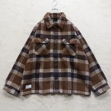 Schott 샤기 체크 셔츠 XL 브라운