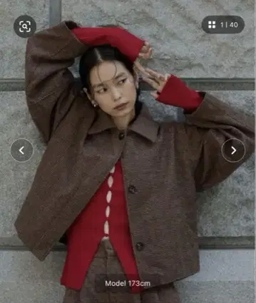 hellam 체크 숏 자켓 FREE 브라운
