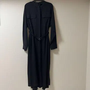 블랙 롱 원피스 벨트 포함
