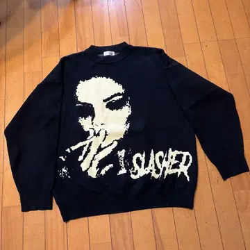 16일까지 그래픽 니트 블랙 SMOKING SLASHER