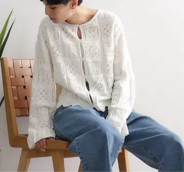 OPAQUE.CLIP 크로셰 뜨기풍 가디건