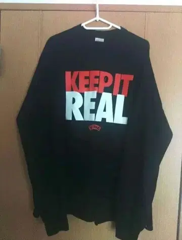 NTRAID (KEEP IT REAL 프린트) 롱T (블랙) XL