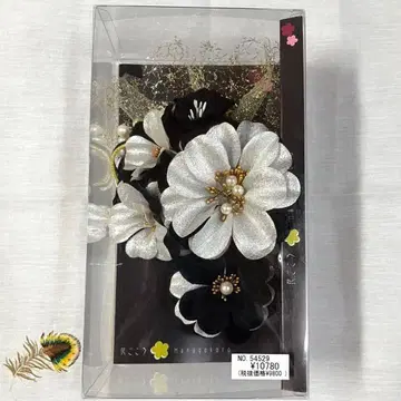 꽃 머리 장식 세트 화이트 블랙 성인식 은화이트