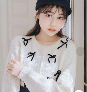 [ 정가 10890엔 ] 메니 리본 케이블 가디건 리본 가디건