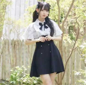 ROJITA 로지타 세퍼레이트 케이프 원피스 블랙 반팔