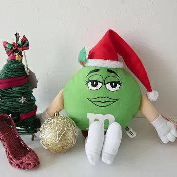 M&M's 그린 산타 모자 봉제 인형 크리스마스