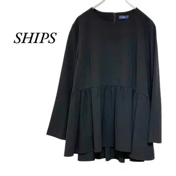 SHIPS 허리 페플럼 블라우스 블랙 쉽스