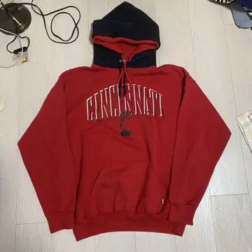 90s discus 더블 후드 CINCINNATI 로고 후드티