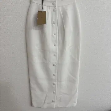 36 화이트 프론트 버튼 타이트 롱 스커트