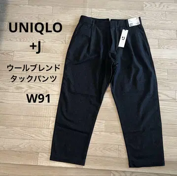 UNIQLO +J 울 블렌드 턱 팬츠 DARK GRAY 허리 91