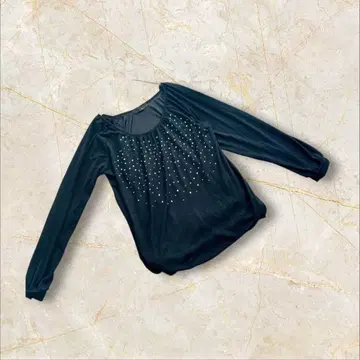 긴팔 블라우스 티셔츠 LL 사이즈 블랙 비즈