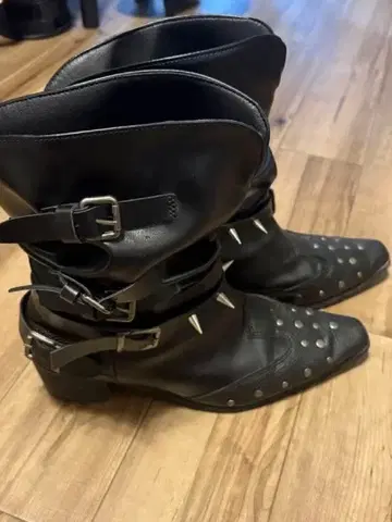 블랙 가죽 부츠 스터드 스파이크 41
