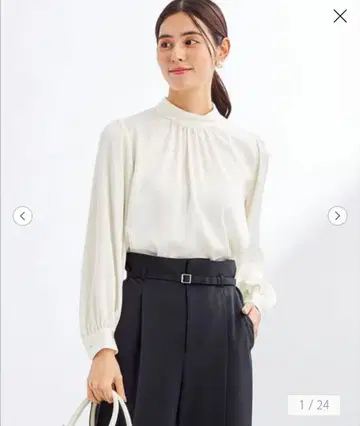 그린 라벨 릴랙싱 쉬폰 긴팔 블라우스 화이트