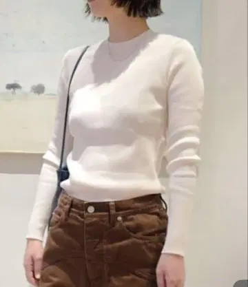 갤러리 비 코튼 리브 크루넥 니트