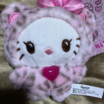 헬로키티 핑크 레오파드 무늬 봉제 인형 키링