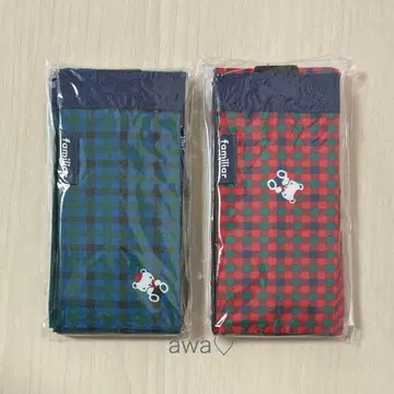 2개 세트 새상품 파미리아 에코백 빨간색 파랑 체크 S