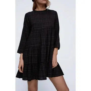 ZARA 체크 무늬 미니 원피스 튜닉 S