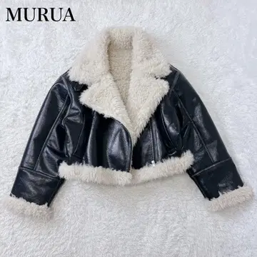 컨디션 최상 MURUA 빈티지 스타일 숏 페이크 무스탕 프리 사이즈 블랙
