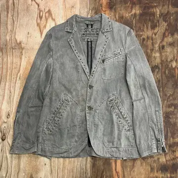 스터드 데님 테일러드 자켓 찡 장식 VINTAGE 펑크