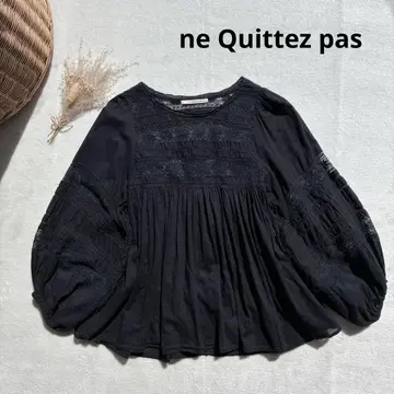 ne Quittez pas  레이스 자수 블라우스 볼륨 소매