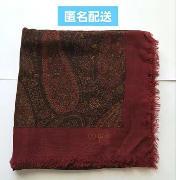 CORDIER 코르디아 대형 스톨 페이즐리 무늬 홍차색 모 100%