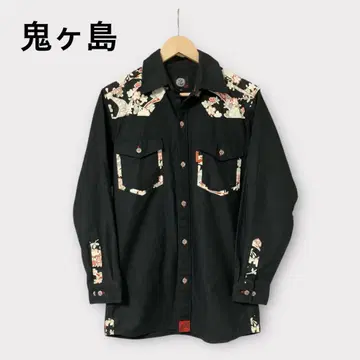 오니가시마 웨스턴 셔츠 일본풍 패턴 컨디션 최상 M 블랙