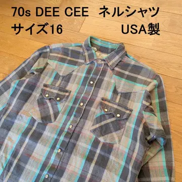 70s DEE CEE 플란넬 셔츠 USA제 좋은 배색 사이즈 16
