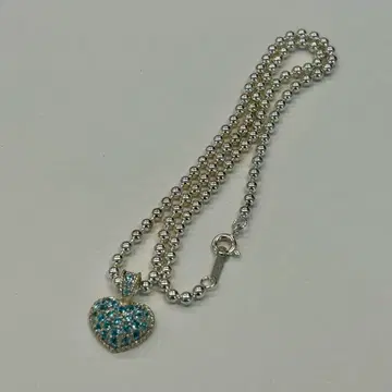 은 GOGGI 지오지 실버 블루 토파즈 하트 목걸이