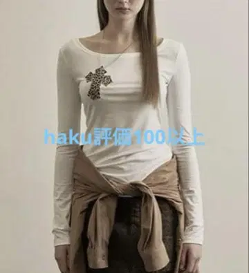 illio 레오파드 무늬 십자가 모티브 긴팔 T셔츠