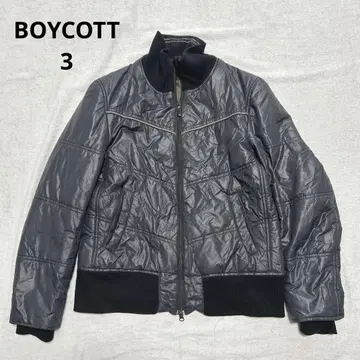 보이콧 [ L ] 충전솜 나일론 점퍼 자켓 더블 지퍼 블랙 캐주얼