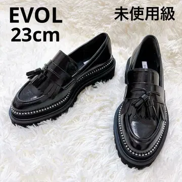 EVOL 이볼 스터드 코바 트랙 밑창 태슬 로퍼 23cm 블랙