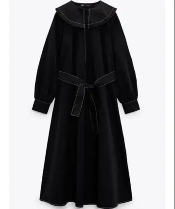 새상품 ZARA 블랙 프릴 옷깃 롱 원피스 XS