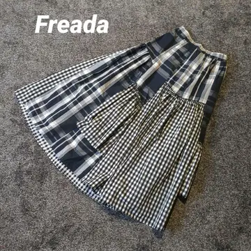 체크 패치워크 프릴 플레어 캉캉 스커트