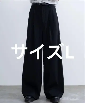 sinss 2 턱 와이드 스트레이트 스트라이프 슬랙스 블랙 L